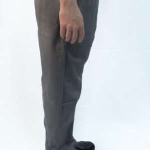 Calça com elastico e cordão na cintura, cor cinza médio