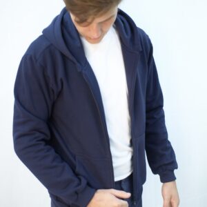 Moletom peluciado peluciado, capuz forrado e ziper