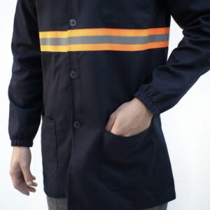 Jaleco opercional com faxia refletiva 2 bolsos inferior e 1 bolso superior